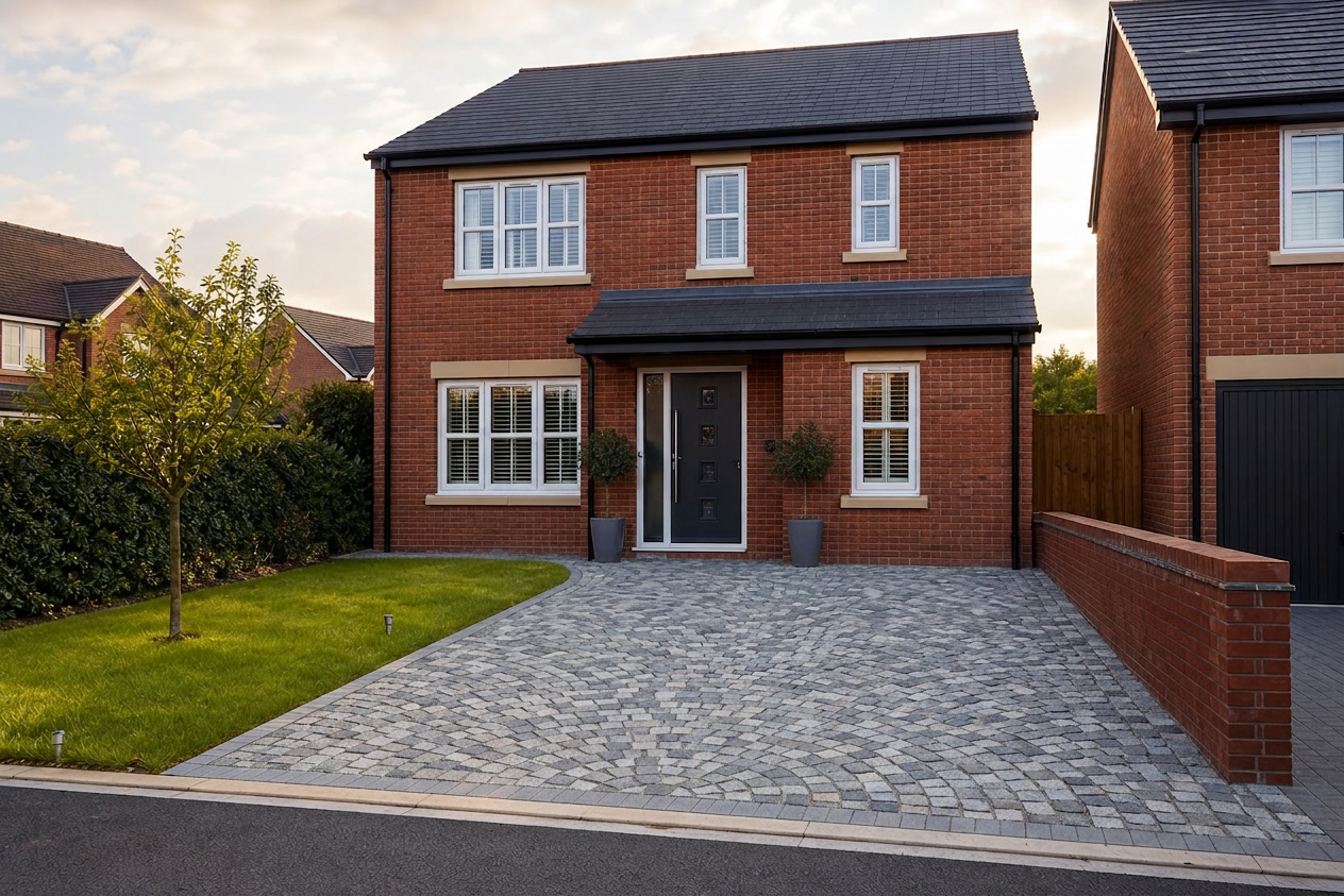 The same driveway re-laid in Cobblestone