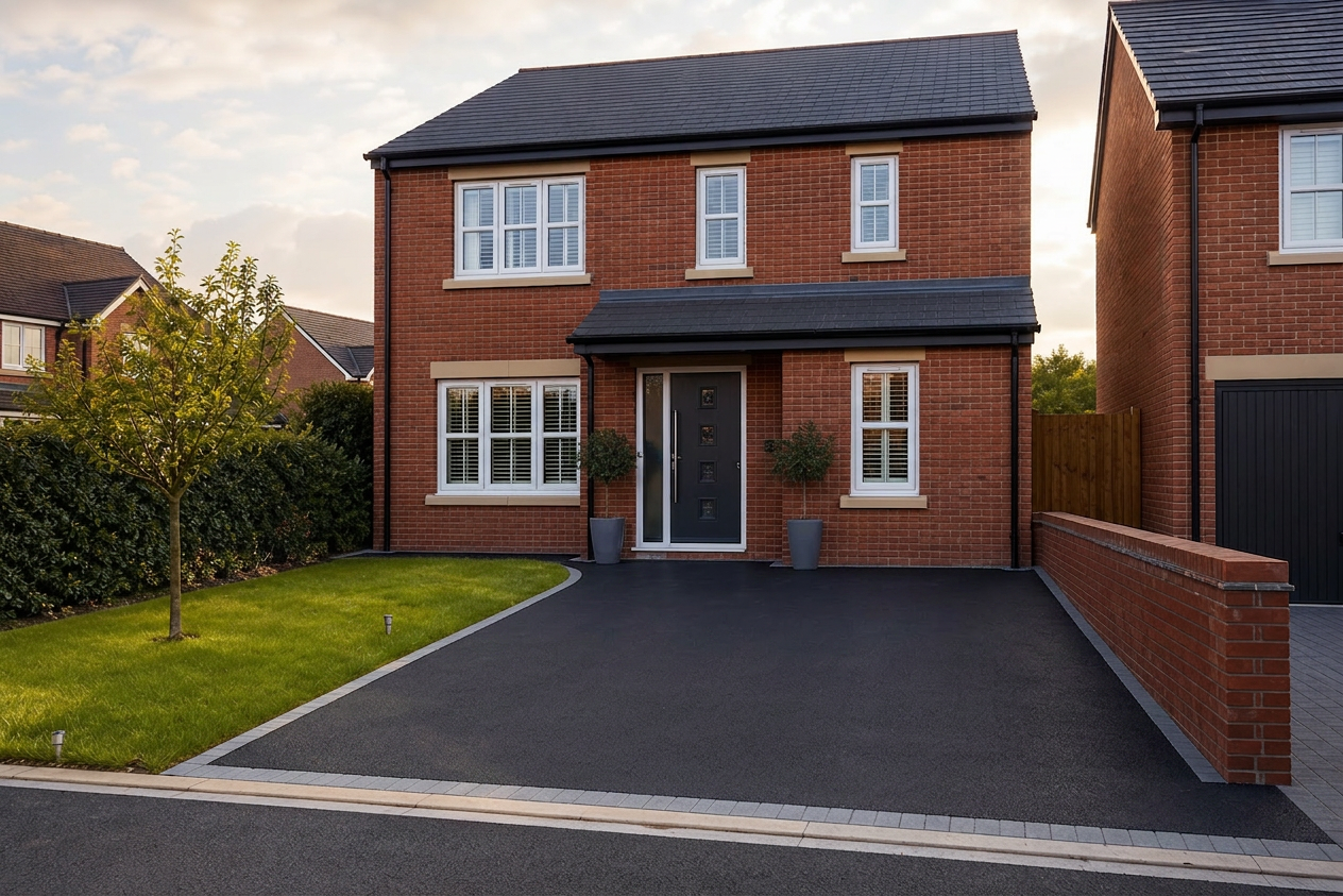 The same driveway re-laid in Tarmac